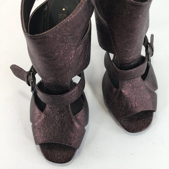 Caressa Grace Metallic Cooper Leather Ankle Strap Heels Size 6.5M - Picture 4 of 14